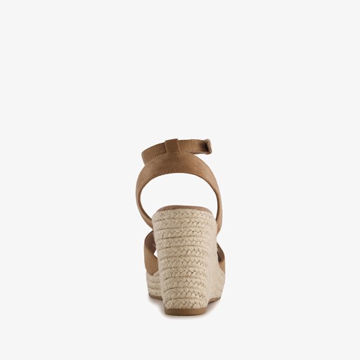 Dames espadrilles met hoge sleehak bruin