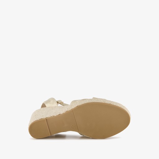 Dames espadrilles met hoge sleehak goud