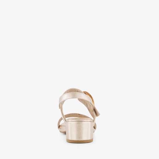 Dames sandalen met hak metallic roze