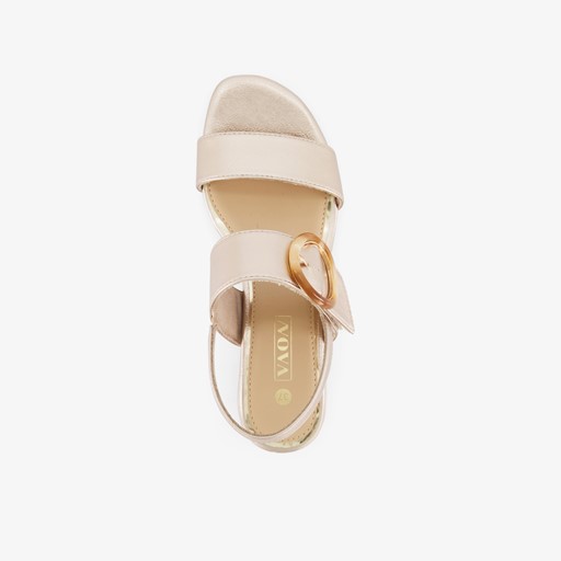 Dames sandalen met hak metallic roze