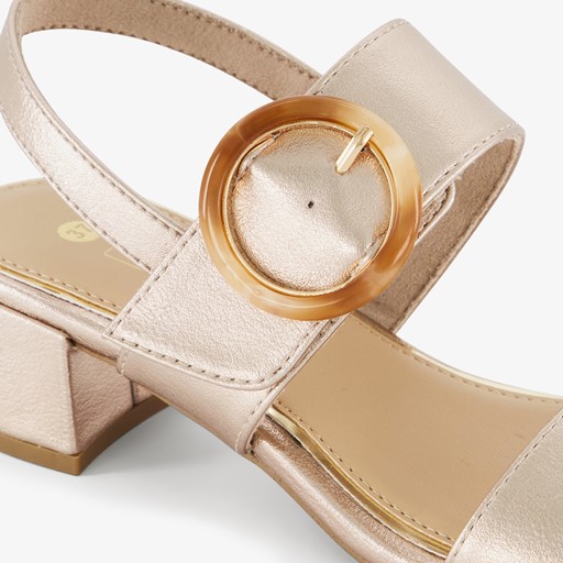 Dames sandalen met hak metallic roze