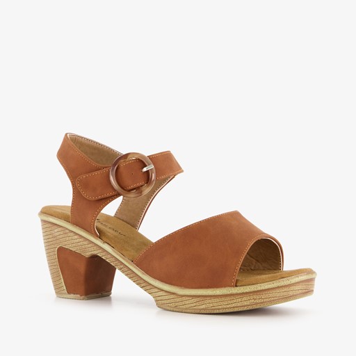 Dames sandalen met hak cognac