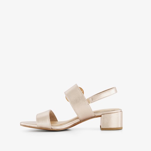 Dames sandalen met hak metallic roze