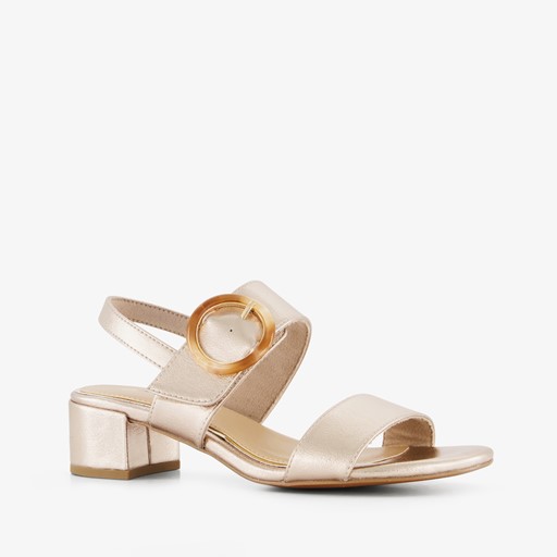 Dames sandalen met hak metallic roze