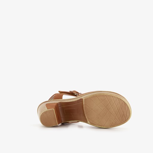 Dames sandalen met hak cognac