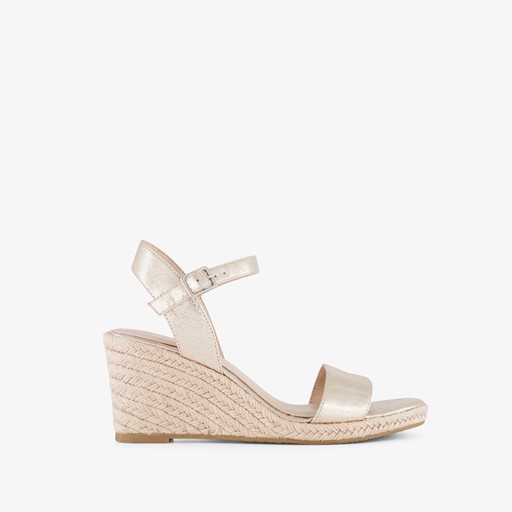 Espadrilles met sleehak metallic goud