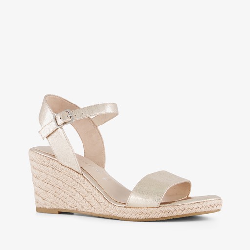 Espadrilles met sleehak metallic goud
