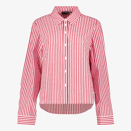 Gestreepte dames blouse rood wit