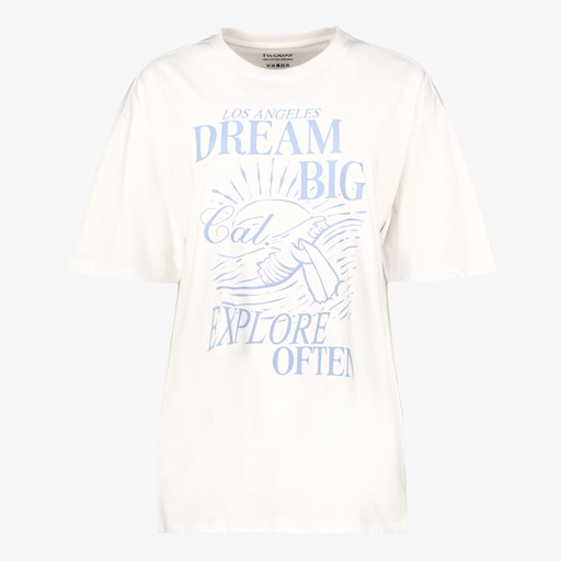 Oversized dames T-shirt met print wit