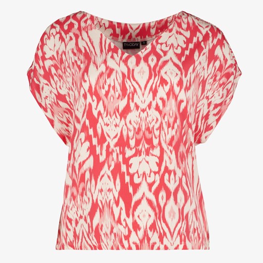 Dames T-shirt met print roze wit