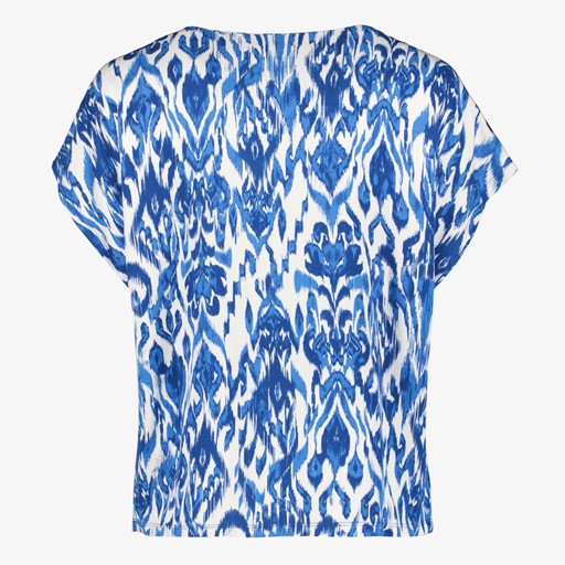 Dames T-shirt met print blauw wit