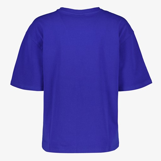 Oversized dames T-shirt met strass blauw