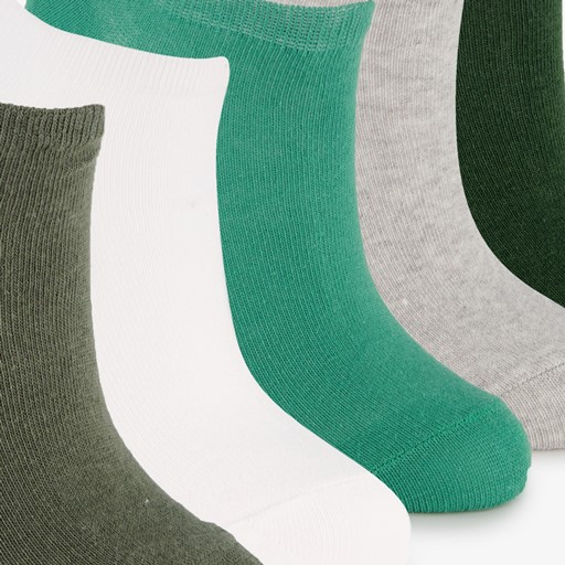 5 paar kinder sneakersokken groen grijs