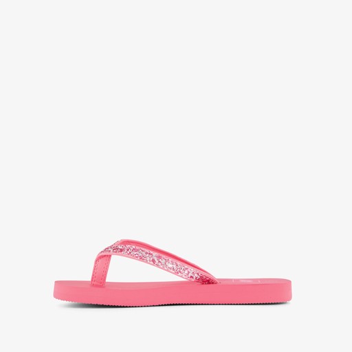 Meisjes teenslippers met glitters roze