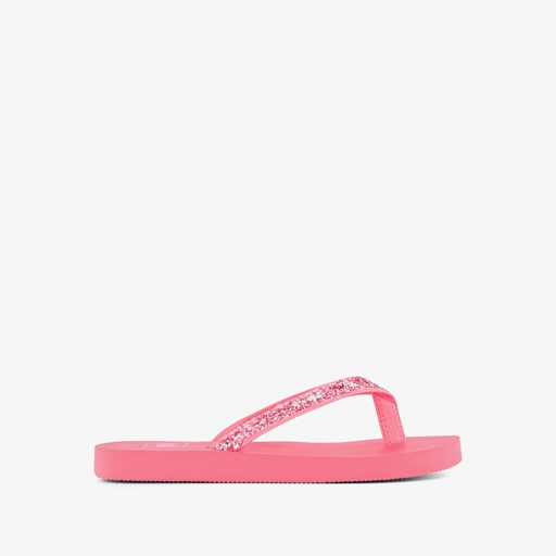 Meisjes teenslippers met glitters roze