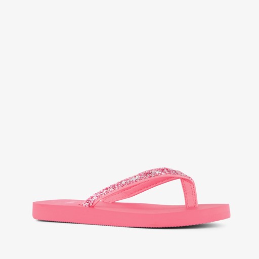 Meisjes teenslippers met glitters roze