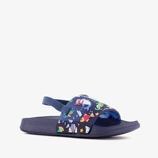 Blauwe kinder badslippers met visjes
