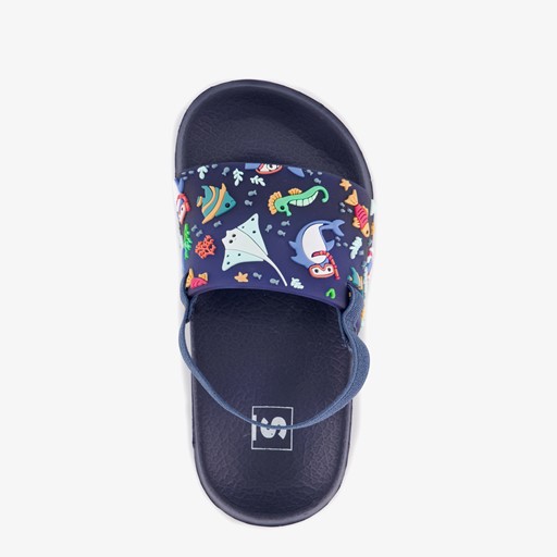 Blauwe kinder badslippers met visjes
