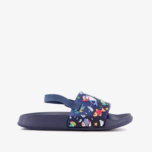 Blauwe kinder badslippers met visjes