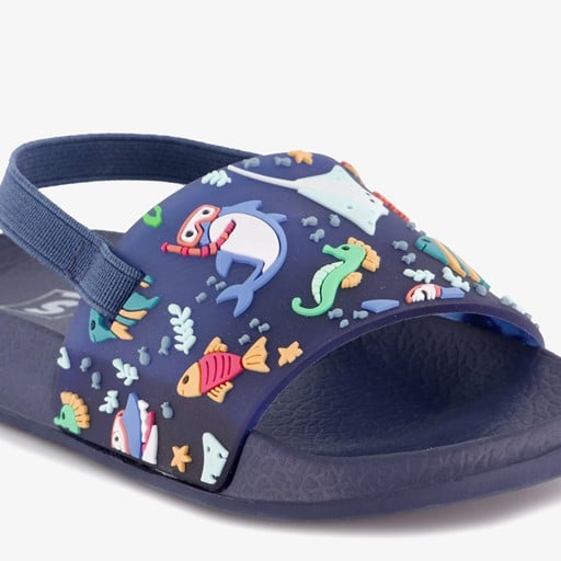 Blauwe kinder badslippers met visjes