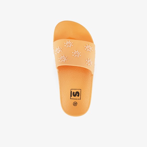 Kinder badslippers met zonnetjes geel
