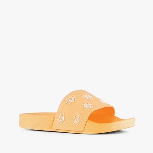 Kinder badslippers met zonnetjes geel