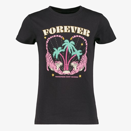 Meisjes T-shirt met frontprint zwart