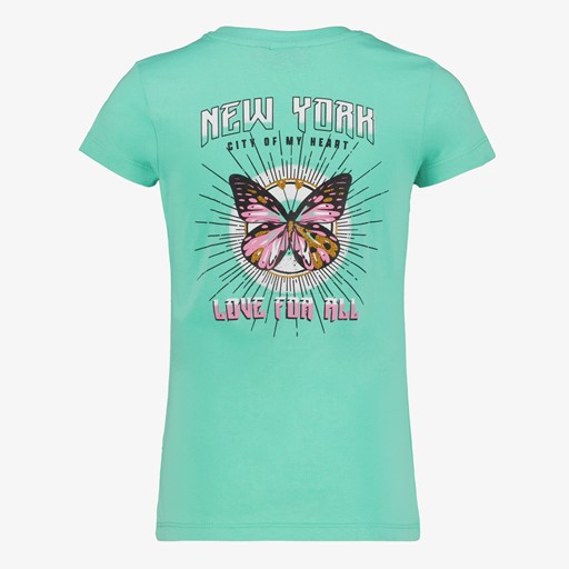 Meisjes T-shirt met vlinder blauw