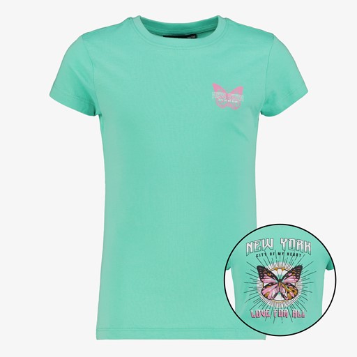 Meisjes T-shirt met vlinder blauw