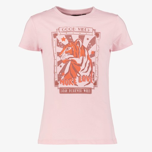 Meisjes T-shirt met tijger roze