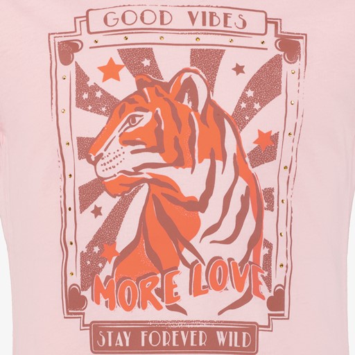 Meisjes T-shirt met tijger roze