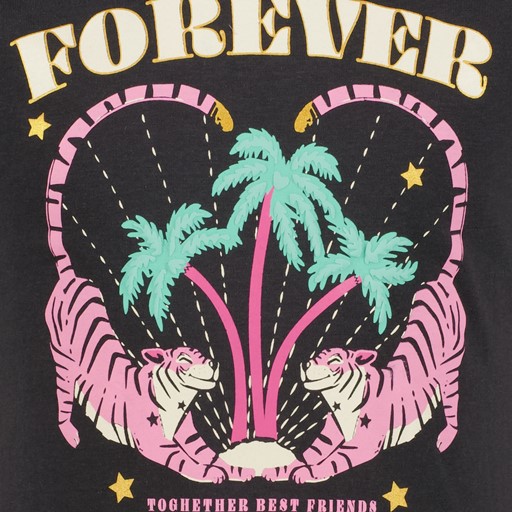 Meisjes T-shirt met frontprint zwart