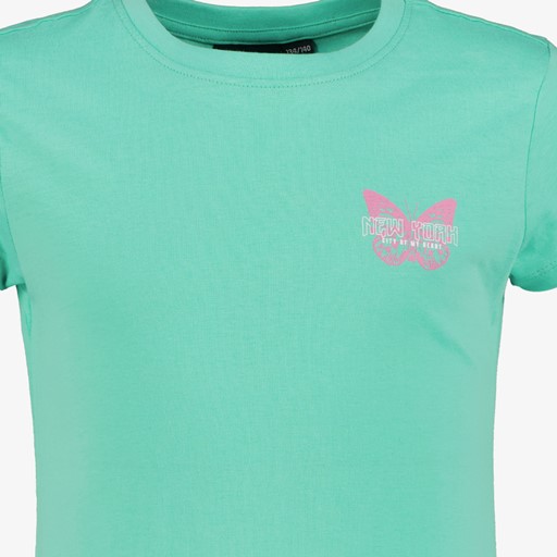 Meisjes T-shirt met vlinder blauw