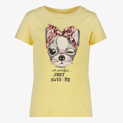 Meisjes T-shirt met kat en strik geel