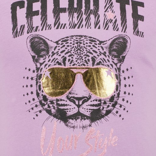 Meisjes T-shirt met tijgerkop lila