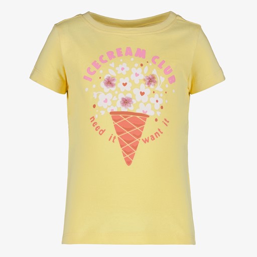 Meisjes T-shirts met ijsco en bloemen geel