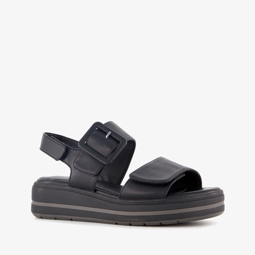 Dames sandalen met sleehak zwart