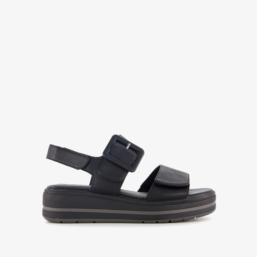 Dames sandalen met sleehak zwart
