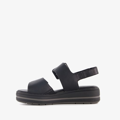 Dames sandalen met sleehak zwart