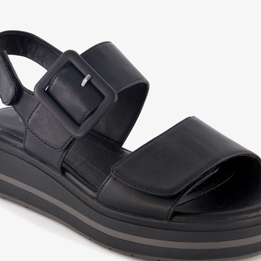 Dames sandalen met sleehak zwart