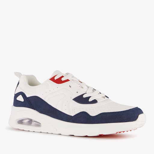 Heren sneakers met airzool wit blauw