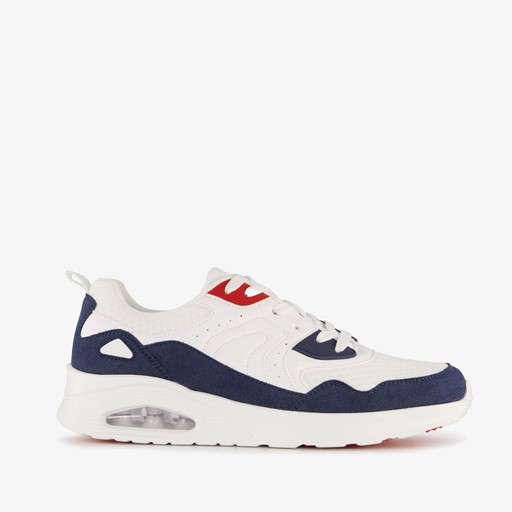 Heren sneakers met airzool wit blauw