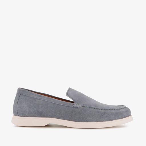 Suede heren instappers lichtblauw
