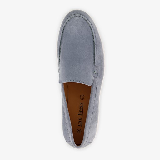 Suede heren instappers lichtblauw