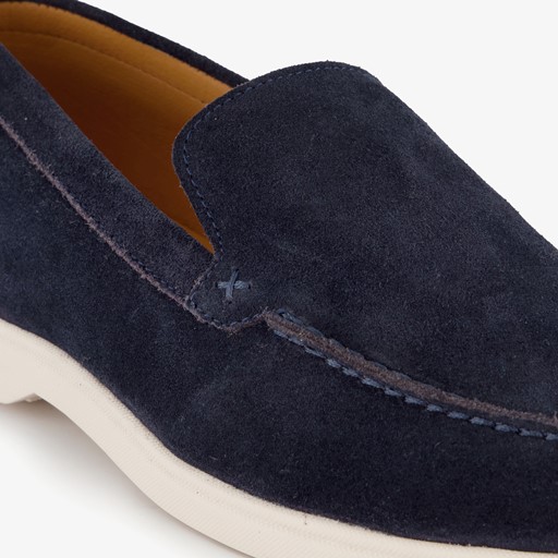 Suede heren instappers donkerblauw