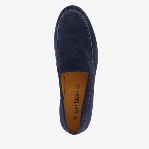 Suede heren instappers donkerblauw