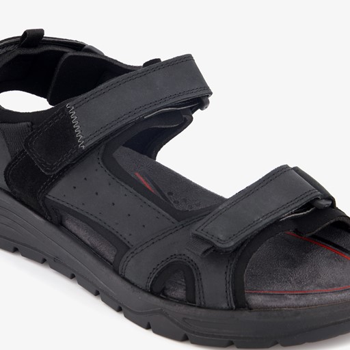 Leren heren sandalen zwart