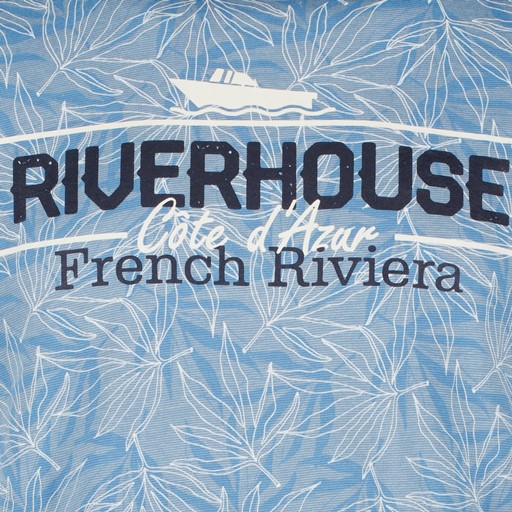 Heren T-shirt met print en opdruk blauw