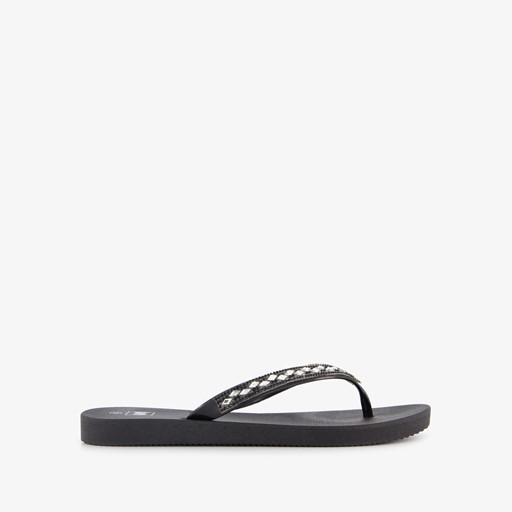 Dames slippers met strass steentjes zwart
