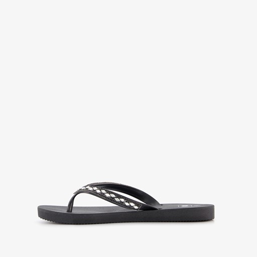 Dames slippers met strass steentjes zwart